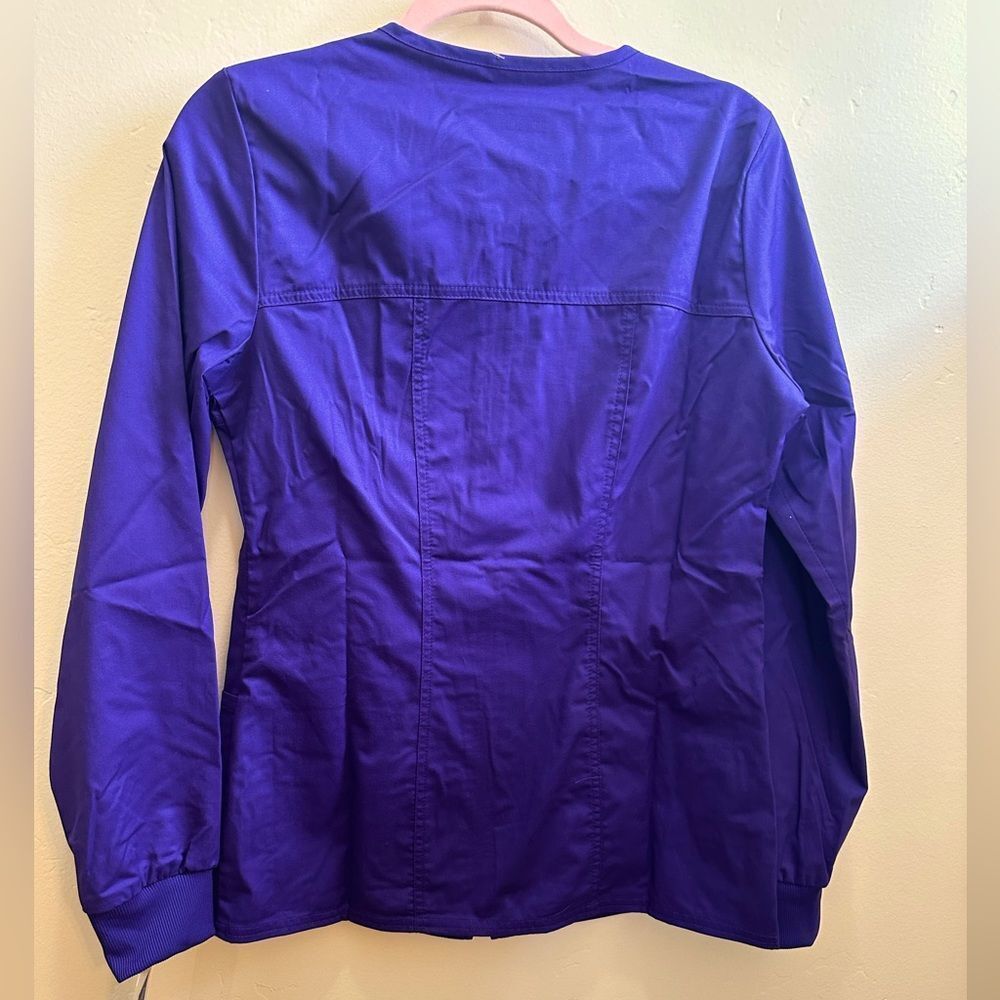 Cherokee Workwear Zip Up Scrub Jacket With Pockets Purple Grape Medium - Picture 5 of 5